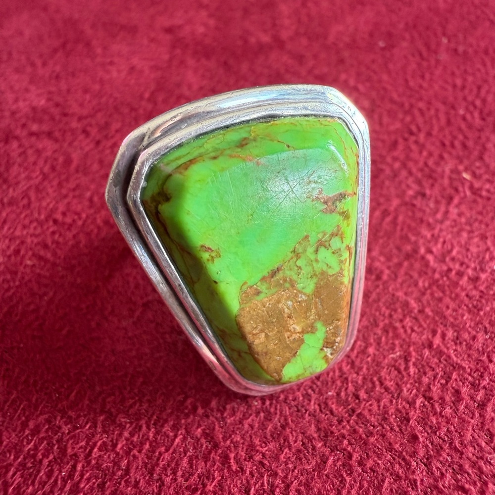 Green Turquoise Silver Ring - image 7